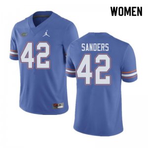 Women's Florida Gators #42 Umstead Sanders NCAA Jordan Brand Blue Authentic Stitched College Football Jersey PGE1662DC